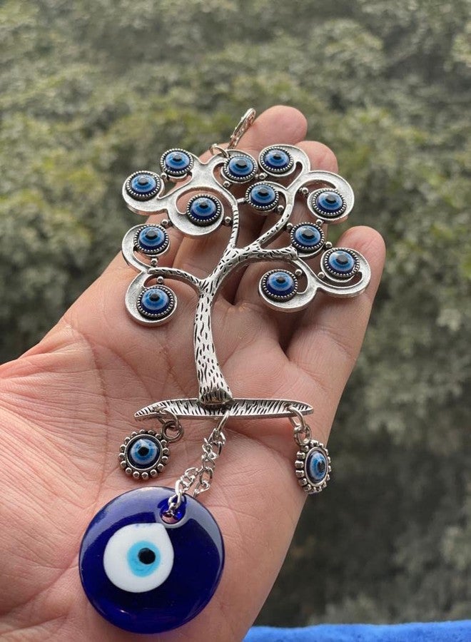 BLUE BEADS خرز أزرق معدني لتزيين المنزل، زينة عين الحسد، زينة معلقة على الباب أو الشجرة، زينة معلقة على الباب أو السيارة، تميمة للسيارة والمنزل والمكتب للحماية والبركة، أزرق - Image 4